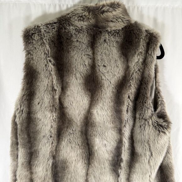 Outdoor Edition Parkhurst Faux Fur Vest Women's Large Brown Grey Full Zip - Picture 10 of 11
